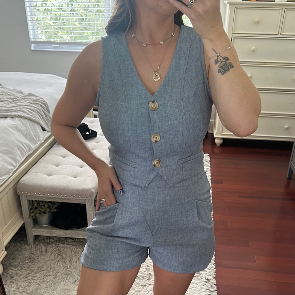 Women's Blue Sleeveless Jumpsuit